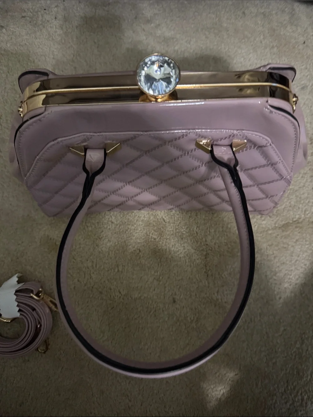 Handbag Quilted Top-Handle Satchel in Dusty Pink